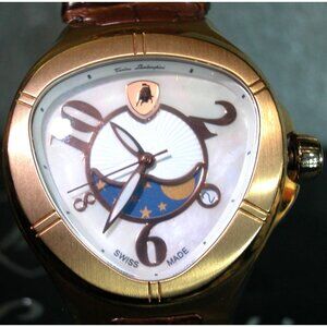 Tonino Lamborghini Swiss Made Brown Leather Band Gold MC0029